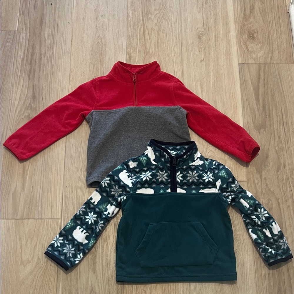 OshKosh B'gosh Red and Gray Kids Quarter-Zip Sweatshirt